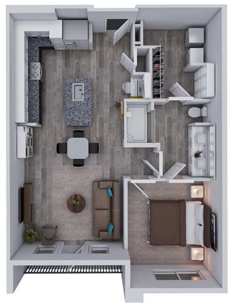 Floor plan for 1 bed, 1 bath, 814 sqft